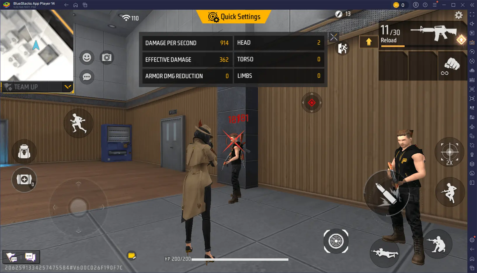 Free Fire HUD layout for headshot guide